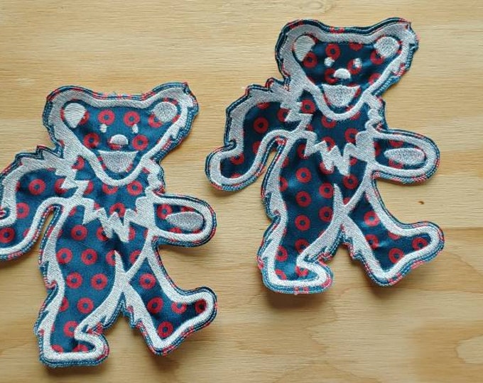 Large Fishman Donut x Owsley Bear handmade sew on embroidered patch let trey sing : )