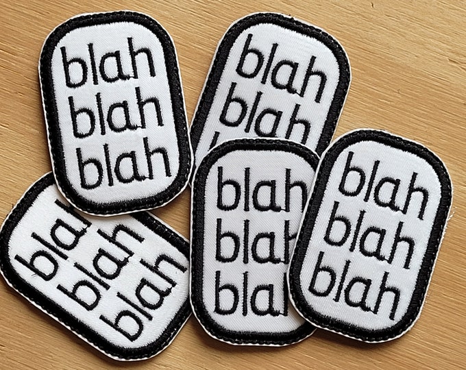 blah blah blah  handmade embroidered mini sew on patch- one per order