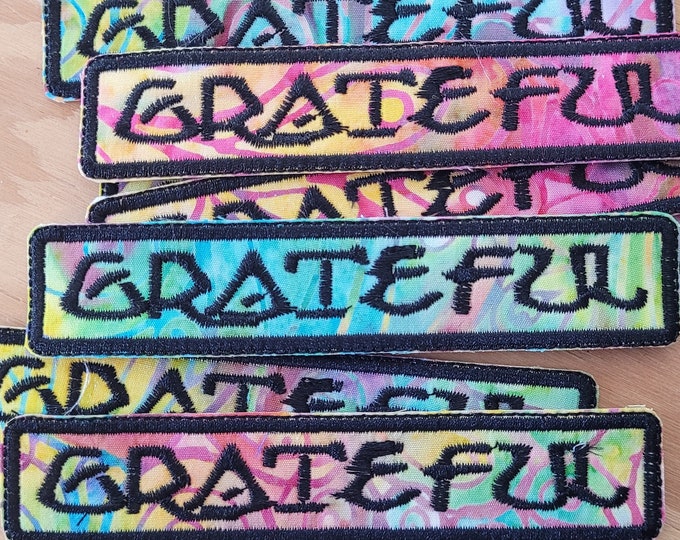 Grateful Handmade embroidered sew on patch