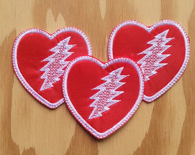 Lightning bolt heart sew on patch