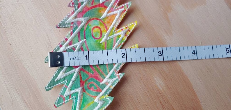 bolt handmade sew on patch, embroidered on Batik fabric choice of thread color image 4