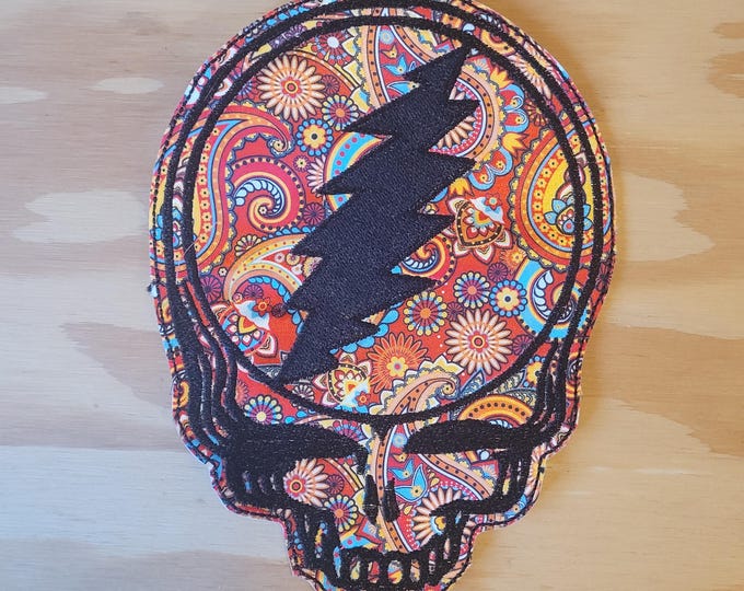 Large handmade embroidered sew on patch