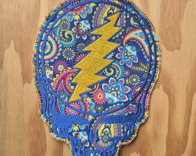 Large handmade embroidered sew on patch