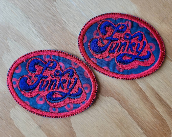 Funky handmade sew on patch embroidered on donut fabric funky bitch phish fan art