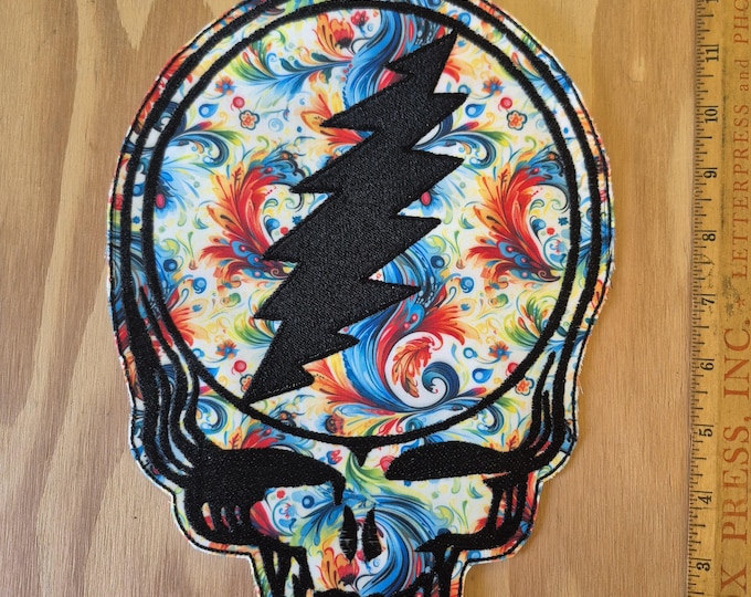Extra Large 8" x 10.5" handmade embroidered sew on patch