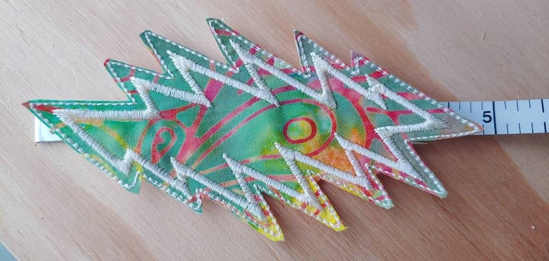 bolt handmade sew on patch, embroidered on Batik fabric choice of thread color image 5