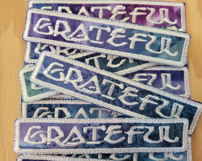 Grateful Handmade embroidered sew on patch