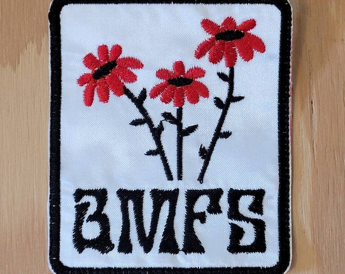Red Daisy BMFS  handmade sew on patch