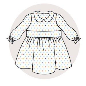 baby ruffle frill sleeve dress sewing  pattern pdf, girls sewing patterns, baby dress pattern, pdf sewing patterns