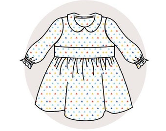 baby ruffle frill sleeve dress sewing  pattern pdf, girls sewing patterns, baby dress pattern, pdf sewing patterns