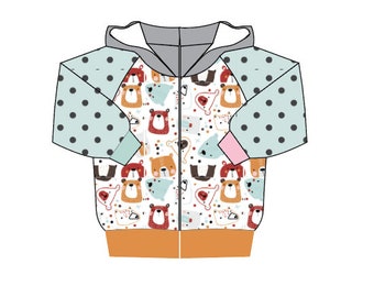 Hooded pattern for boys, sewing pattern pdf, sweatshirt baby sewing patterns , cardigan kids sewing pattern