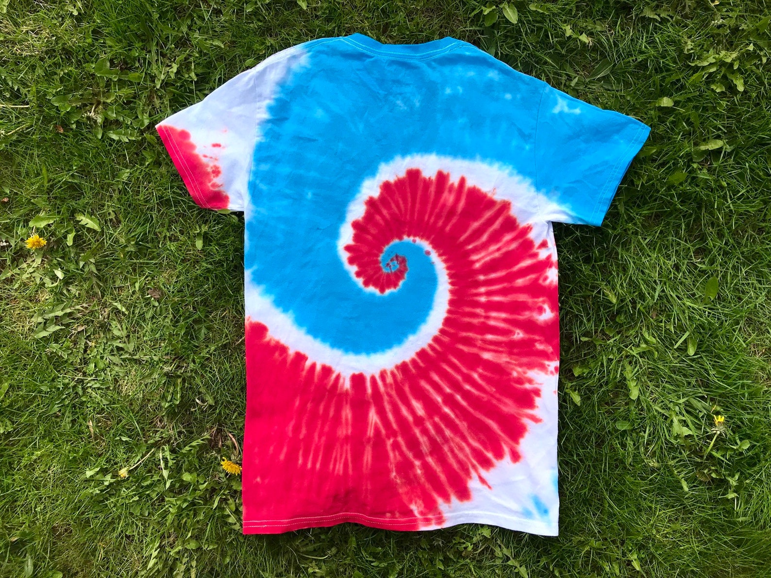 Small Red White and Blue Spiral Tie Dye Tshirt Etsy
