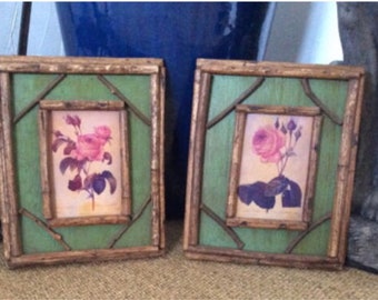 Pair of Hand-Painted Vintage Botanicals