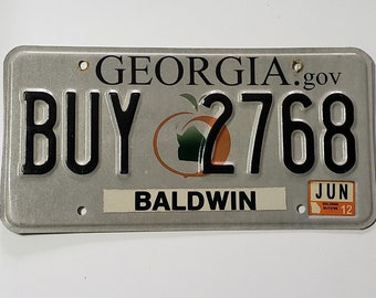 Vintage 2012 Georgia License Plate: Baldwin County Vehicle Tag FREE SHIPPING!