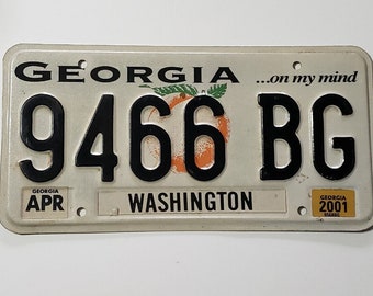 Vintage 2001 Georgia License Plate: Washington County Vehicle Tag FREE SHIPPING!