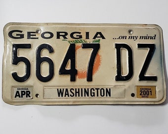 Vintage 2001 Georgia License Plate: Washington County Vehicle Tag FREE SHIPPING!