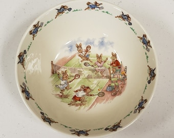 Vintage Bunnykins Royal Doulton Bowl "Tennis" - FREE SHIPPING!!