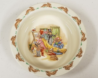 Vintage Bunnykins Royal Doulton Childs Bowl - Dad in Top Hat - FREE SHIPPING!!