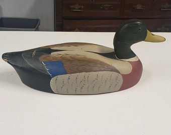 Vintage Wooden Mallard Duck Decoy: Colorful Display Decor FREE SHIPPING!