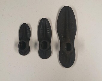 3 Vintage Cast Iron Shoe Form Molds from the 1800's
