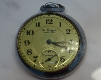 Vintage Ingraham St. Regis 1950's Pocket Watch FREE SHIPPING!