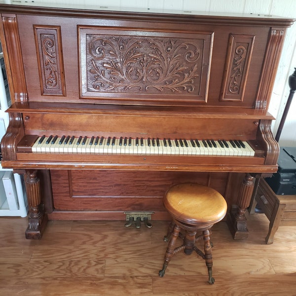 Antique Schubert Cabinet Grand Victorian Upright Piano Made 1890 - FREE SHIPPING!!