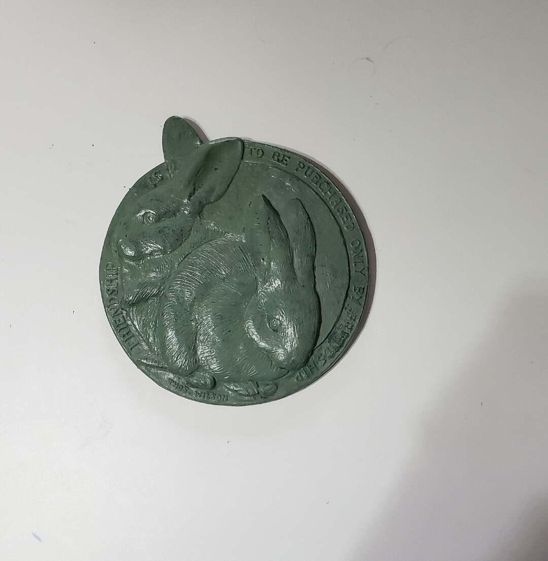 Vintage Bunny Rabbits friendship Wall Plaque by Seattle Artist Thomas T ...