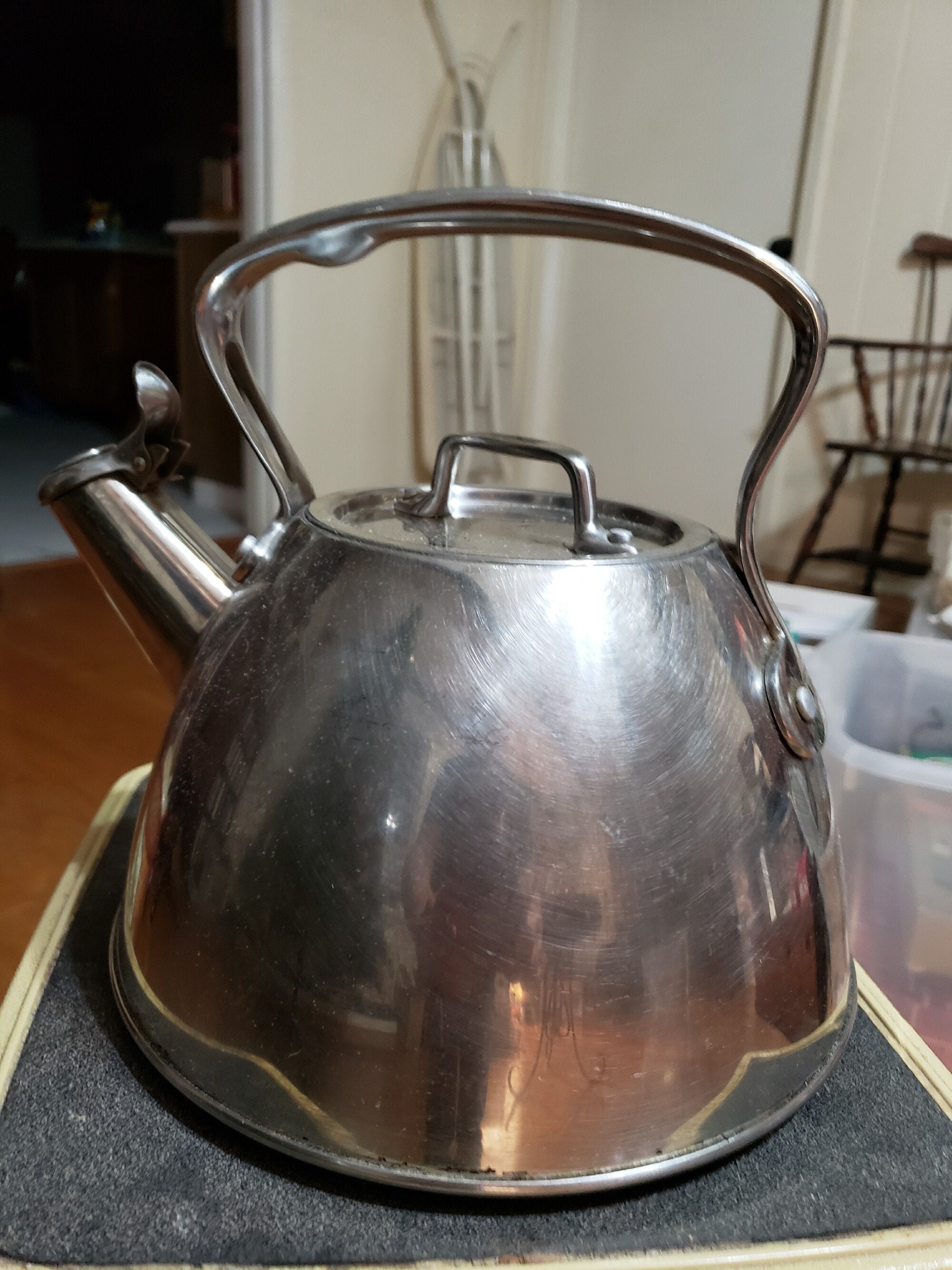 Vintage All-clad Stainless Steel 2 Quart Kettle With Whistle and Unique  Handle 