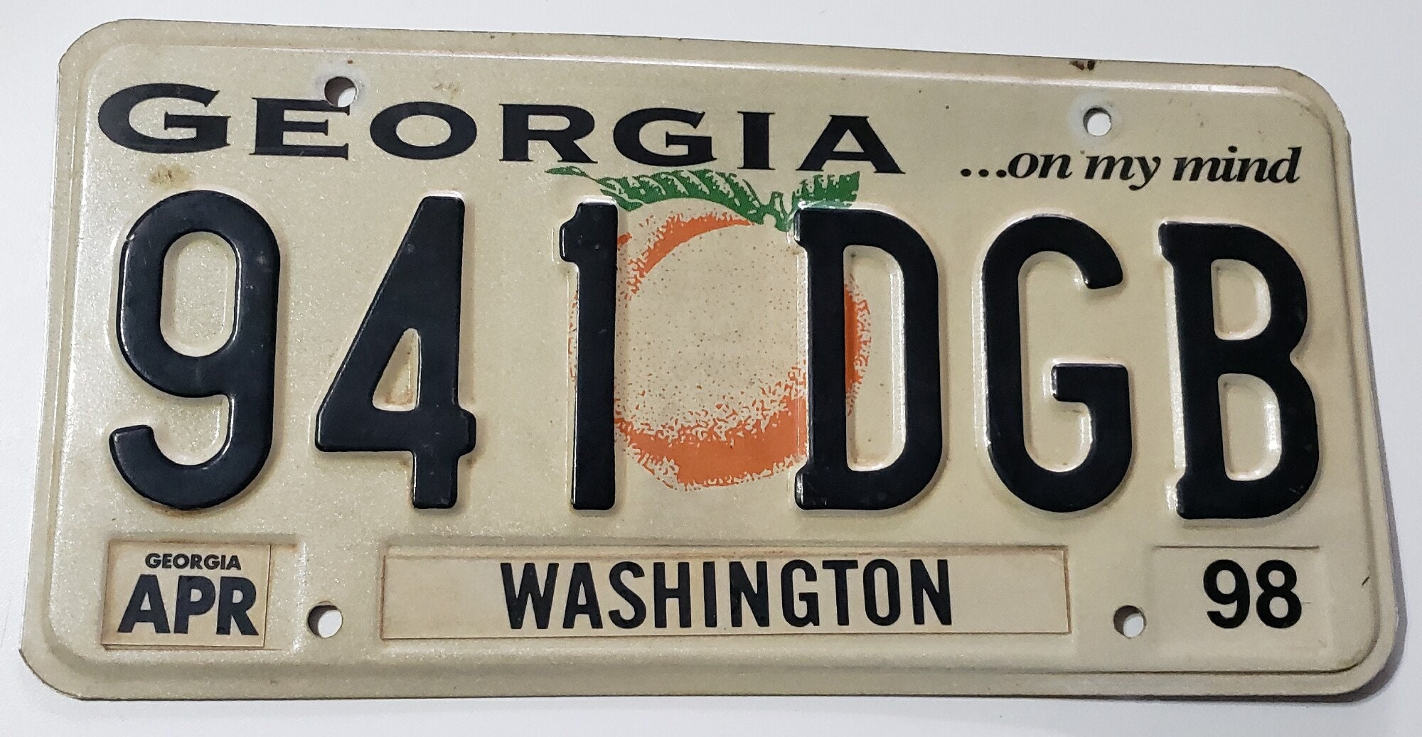 Vintage 1998 Georgia License Plate: Washington County Vehicle Tag
