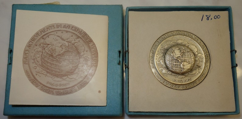 Silver FREE SHIPPING!! 1964 World/'s Fair Official Medallion .999 and NYWF Coaster