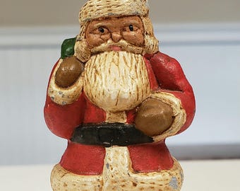 Vintage Christmas Santa Claus with Toy Sack, Solid Metal and Hand Painted - FREE SHIPPING!!