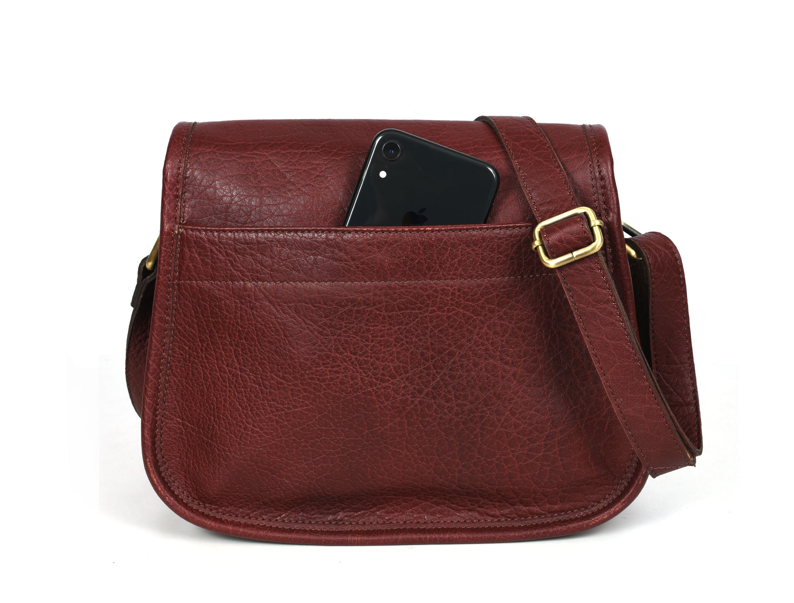 Personalized Curved Handmade Full Grain Leather Saddle Bag Etsy