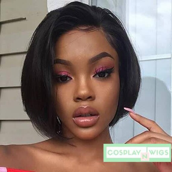 Free Ship 6 16 Short Lace Front Human Hair Wigs Bob Etsy