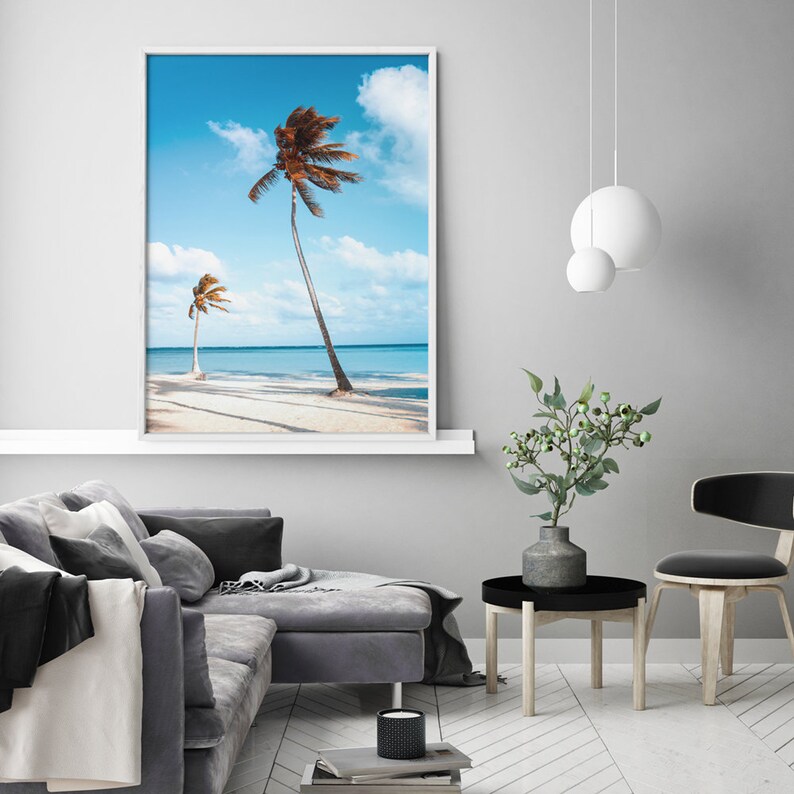 Palm Trees Print Coastal Wall Art Beach Photography Ocean | Etsy