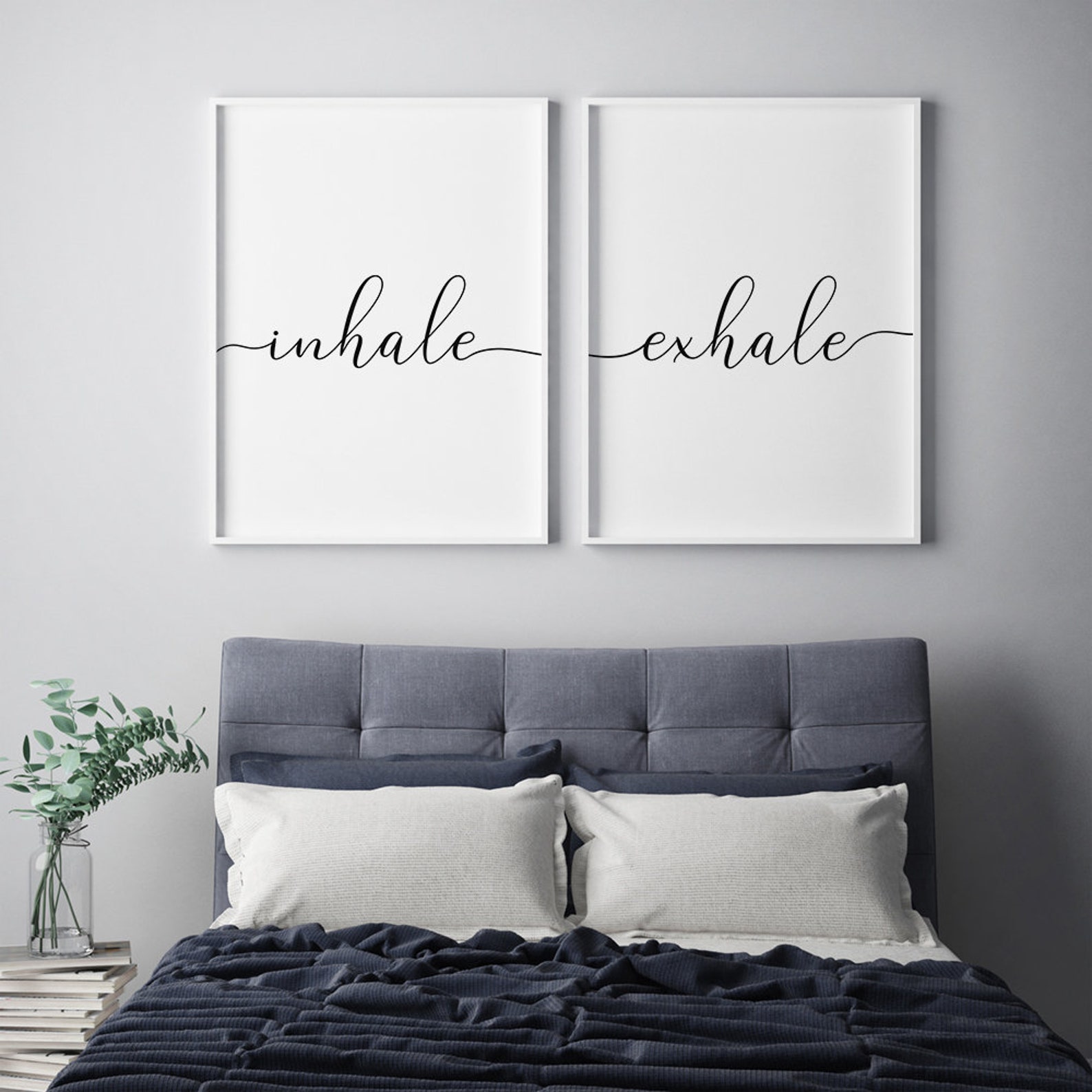 Inhale Exhale Printable Wall Art Set Of 2 Prints Bedroom Etsy