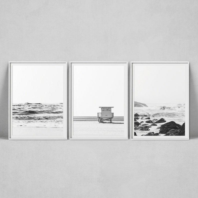 Beach Prints Coastal Wall Art Set of 3 Prints Ocean Print Etsy