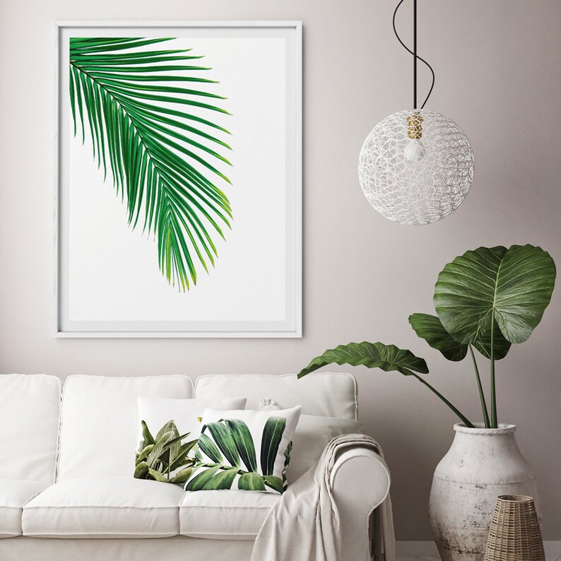 Palm Leaf Print Tropical Leaf Wall Art Minimalist Palm Etsy