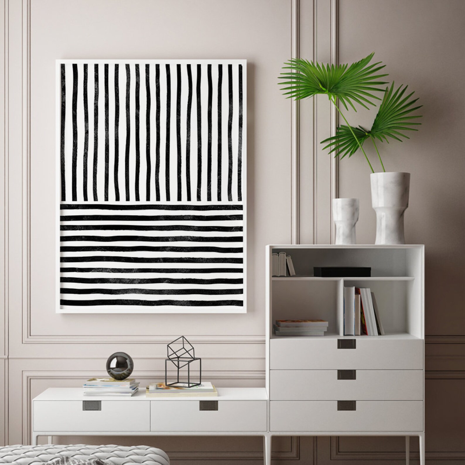 Black And White Abstract Art Print Geometric Printable Wall | Etsy