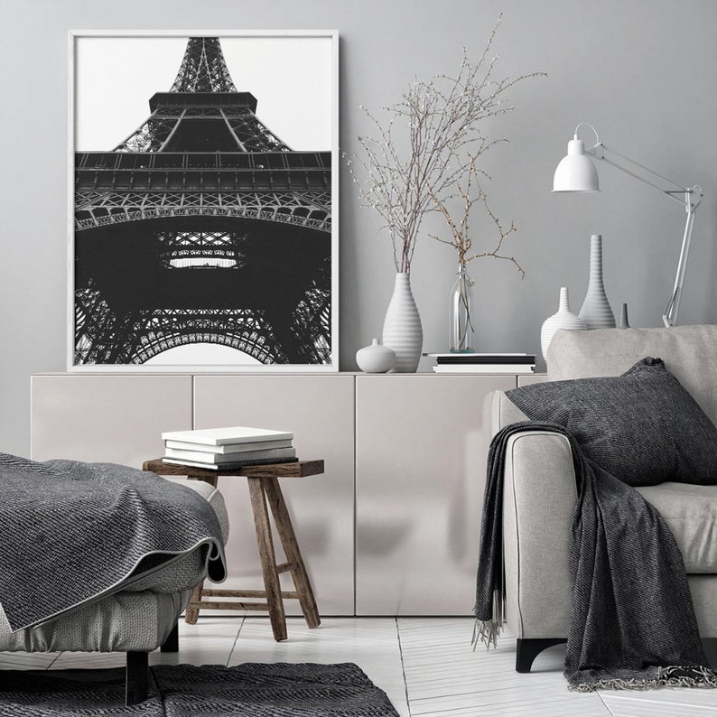 French Decor Eiffel Tower Print Paris Poster Black And White Wall Art Eiffel Tower Photography Printable France Art Digital Download