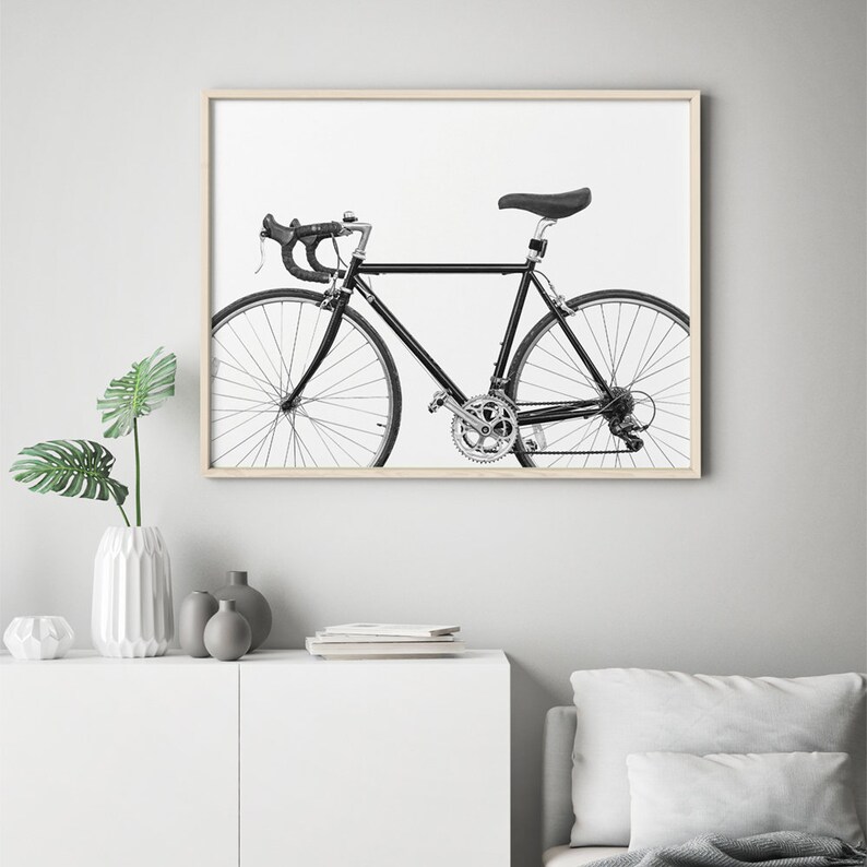 Bicycle Wall Art Black And White Bike Print Digital | Etsy