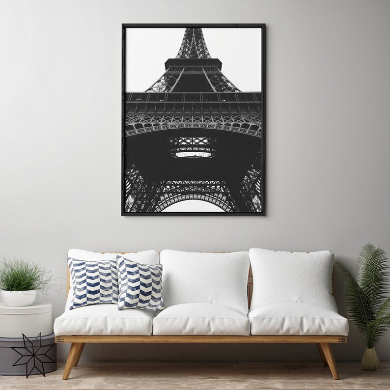 French Decor Eiffel Tower Print Paris Poster Black And White Wall Art Eiffel Tower Photography Printable France Art Digital Download
