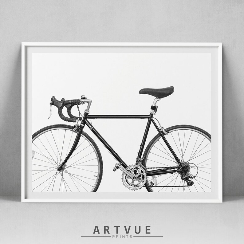 Bicycle Wall Art Black And White Bike Print Digital | Etsy
