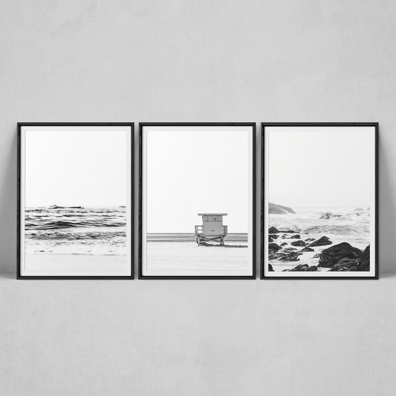 Beach Prints Coastal Wall Art Set of 3 Prints Ocean Print Etsy