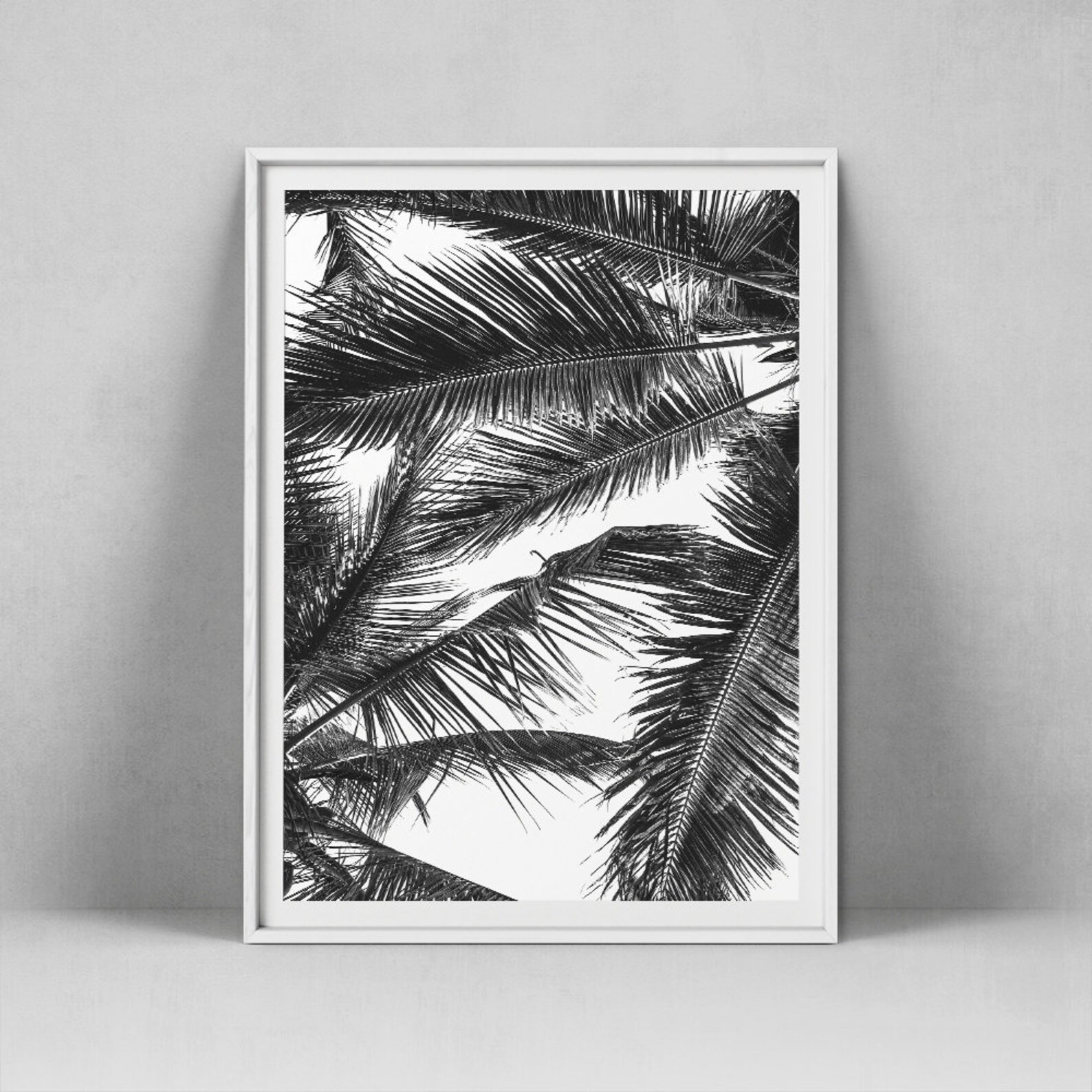 Black White Tropical Print Palm Wall Art Palm Tree Decor Etsy