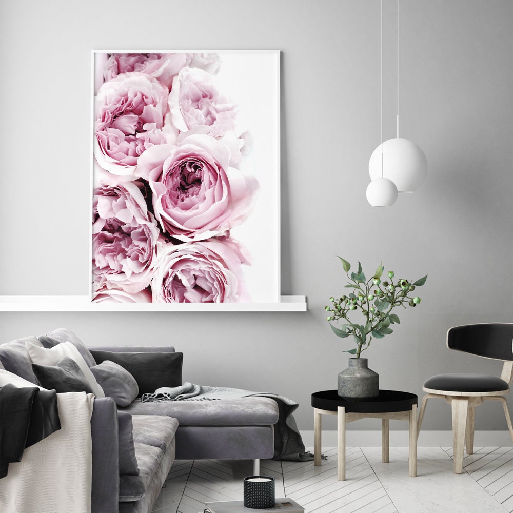 Pink Peony Print Rose Wall Art Peonie Printable Floral | Etsy
