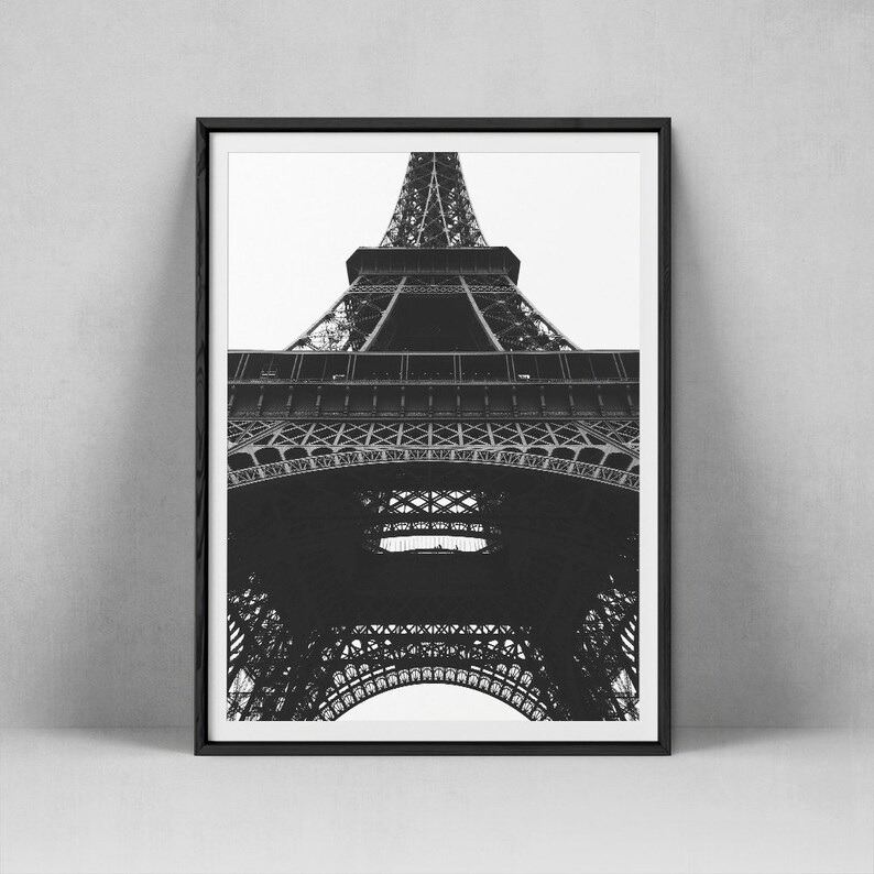 French Decor Eiffel Tower Print Paris Poster Black And White Wall Art Eiffel Tower Photography Printable France Art Digital Download