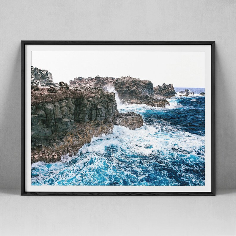 Modern Ocean Print Rocky Coast Poster Coastal Wall Art Etsy