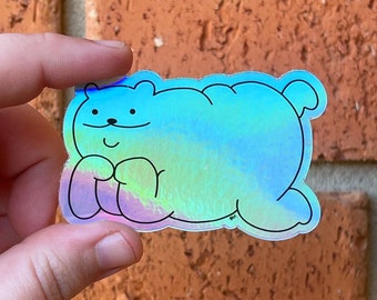 Fat Rainbow Bear | funny cute pride vinyl die cut holographic sticker