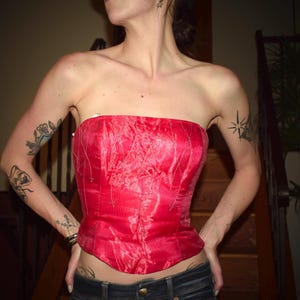 Hot Pink Beaded Strapless Formal Top Size 5/6 Small