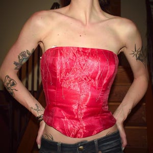 Hot Pink Beaded Strapless Formal Top Size 5/6 Small